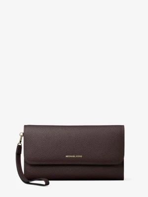 Średnia torebka na nadgarstek Jet Set na smartphona z groszkowej skóry Michael Kors CZEKOLADOWY (Brązowy)