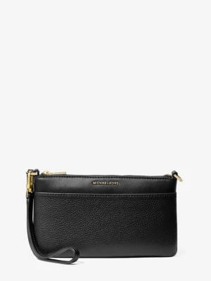 Średnia torebka na nadgarstek Jet Set z groszkowej skóry Michael Kors CZARNY (Czarny)