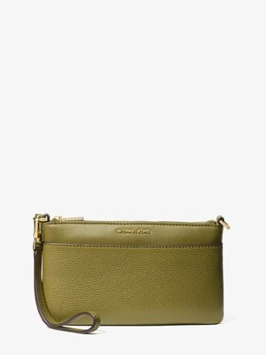 Średnia torebka na nadgarstek Jet Set z groszkowej skóry Michael Kors PISTACJOWY (Zielony)