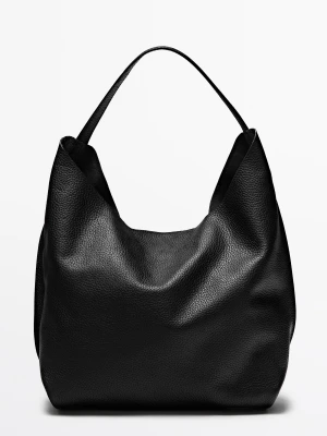 Średnia Torebka Na Ramię Ze Skóry Nappa - Czarny - Massimo Dutti - Female