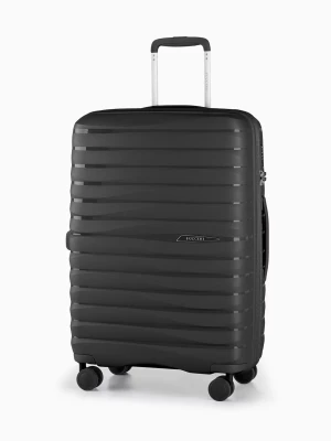 Średnia walizka czarna z polipropylenu z zamkiem TSA Puccini