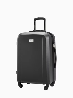 Średnia walizka jednokolorowa czarna Puccini