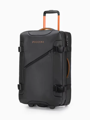 Średnia walizka miękka na dwóch kółkach czarna Puccini