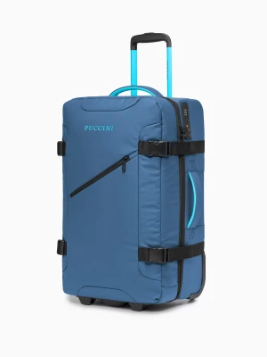 Średnia walizka miękka na dwóch kółkach niebieska Puccini