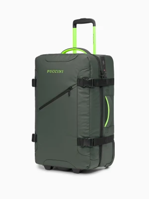 Średnia walizka miękka na dwóch kółkach zielona Puccini