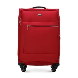 Średnia walizka miękka z błyszczącym suwakiem z przodu czerwona Wittchen