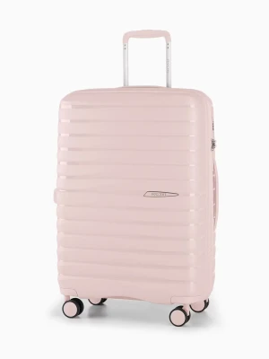 Średnia walizka różowa z polipropylenu z zamkiem TSA Puccini