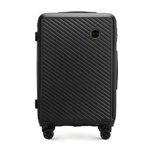 Średnia walizka z ABS-u w ukośne paski czarna Wittchen