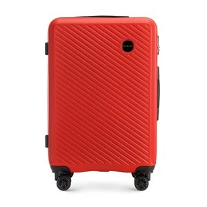Średnia walizka z ABS-u w ukośne paski czerwona Wittchen