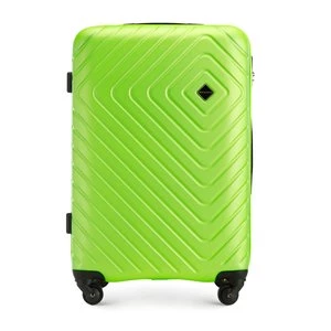 Średnia walizka z ABS-u z geometrycznym tłoczeniem limonkowa Wittchen