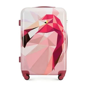 Średnia walizka z ABS-u z nadrukiem różowa Wittchen