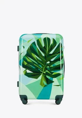 Średnia walizka z ABS-u z nadrukiem zielono-niebieska Wittchen