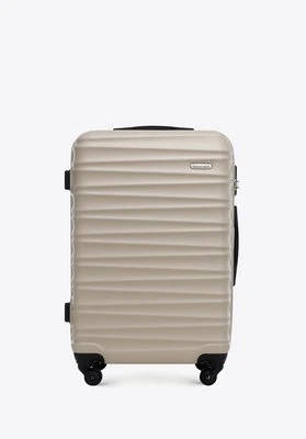 Średnia walizka z ABS-u z żebrowaniem beżowa Wittchen