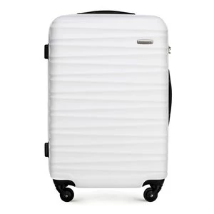 Średnia walizka z ABS-u z żebrowaniem biała Wittchen