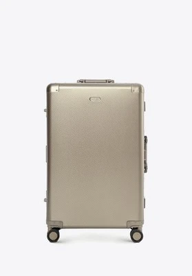 Średnia walizka z aluminium na kółkach złota Wittchen