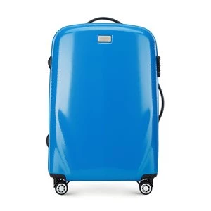 Średnia walizka z polikarbonu jednokolorowa niebieska Wittchen