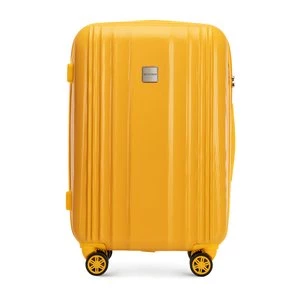 Średnia walizka z polikarbonu tłoczona plaster miodu żółta Wittchen