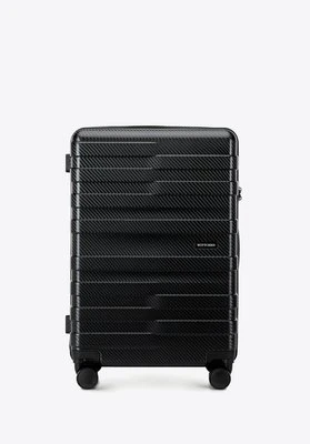 Średnia walizka z polikarbonu w poziome pasy czarna Wittchen