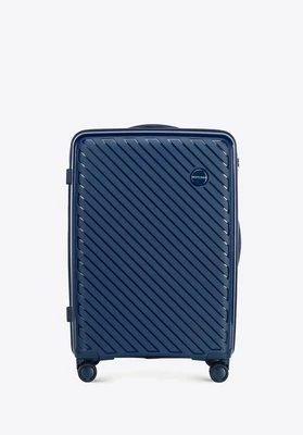 Średnia walizka z polipropylenu w tłoczone paski granatowa Wittchen