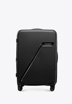 Średnia walizka z polipropylenu w ukośne pasy czarno - srebrna Wittchen