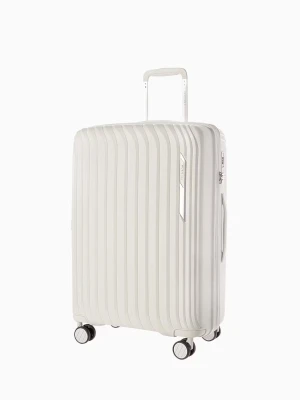 Średnia walizka z polipropylenu ze żłobieniami biała Puccini