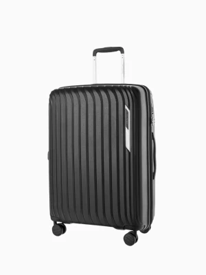 Średnia walizka z polipropylenu ze żłobieniami czarna Puccini