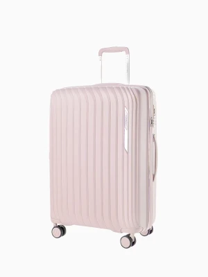 Średnia walizka z polipropylenu ze żłobieniami różowa Puccini