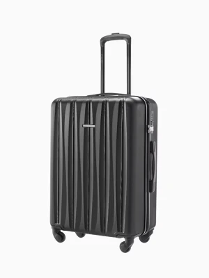 Średnia walizka ze żłobieniami czarna Puccini