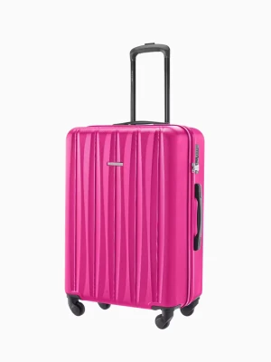 Średnia walizka ze żłobieniami różowa Puccini