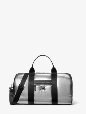 Średnia wyściełana torba podręczna Brooklyn z metalicznej tkaniny Michael Kors