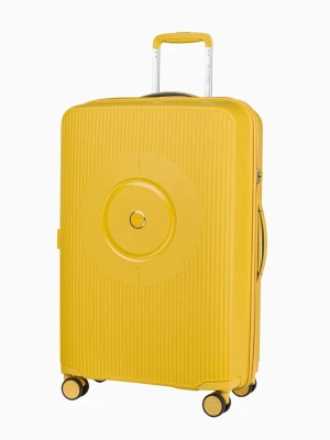 Średnia żółta walizka z polipropylenu z zamkiem szyfrowym TSA Puccini