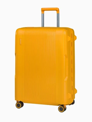 Średnia żółta walizka zamykana na klamry Puccini