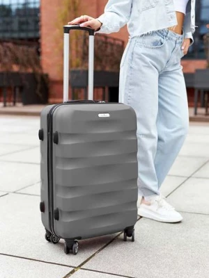 Średnich rozmiarów walizka szara z tworzywa ABS+ - Peterson