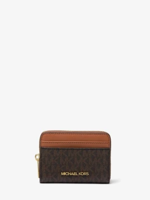 Średnie etui na karty Jet Set Travel z zamkiem dookoła i logo Michael Kors BRĄZOWY (Brązowy)