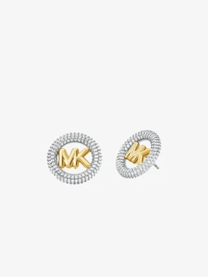 Średnie kolczyki-sztyfty pokryte metalem szlachetnym z logo w stylu pavé Michael Kors DWA KOLORY (Srebrny)