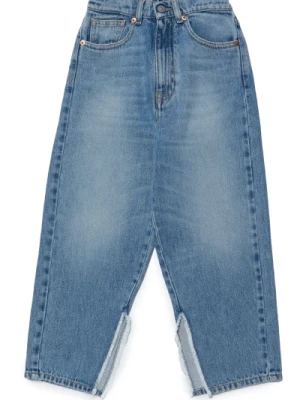 Średnie, niebieskie jeansy z szerokimi nogawkami MM6 Maison Margiela