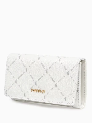 Średniej wielkości biały portfel damski logowany ze skóry ekologicznej Puccini