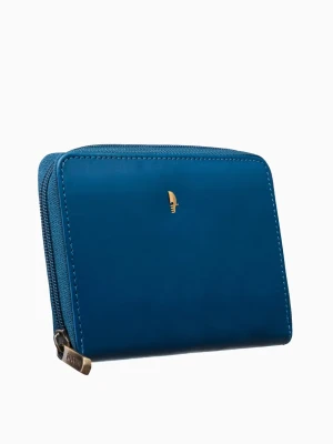 Średniej wielkości niebieski skórzany portfel damski Puccini