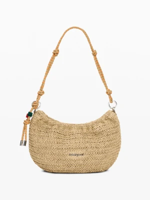 średniej wielkości owalna torebka z rafii z zawieszkami Desigual
