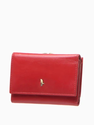 Średniej wielkości skórzany czerwony portfel damski z kieszenią na bigiel Puccini