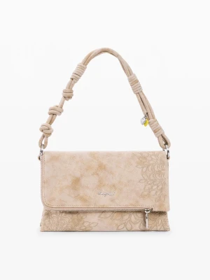 Średniej wielkości torebka z klapą z haftami Desigual