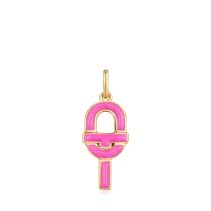 Średniej Wielkości Wisiorek Ze Srebra Tous Manifesto, Pozłacany 18-Karatowym Złotem Oraz Powlekany Emalią W Kolorze Fuksji - Tous