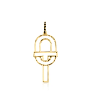 Średniej Wielkości Złoty Wisiorek Tous Manifesto Z Sylwetką Ozdobiony Spinelami - Tous