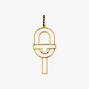 Średniej Wielkości Złoty Wisiorek Tous Manifesto Z Sylwetką Ozdobiony Spinelami - Tous