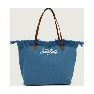 ST.Barth Jeansowa shopperka CITY | z dodatkiem skóry