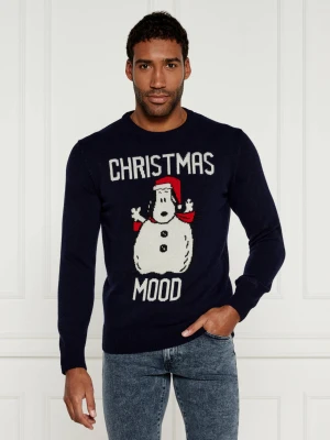 ST.Barth Sweter Heron ST. BARTH X PEANUTS | Regular Fit | z dodatkiem wełny i kaszmiru granatowy