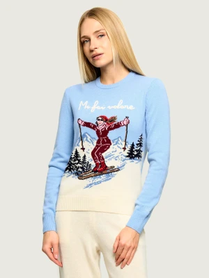 ST.Barth Sweter New Queen C | Slim Fit | z dodatkiem wełny i kaszmiru błękitny