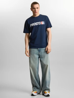 ST t-shirt regular bawełniany męski granatowy Klasyk