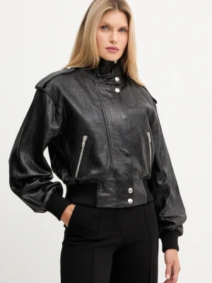 Stand Studio kurtka skórzana Ciara kolor czarny przejściowa oversize 66526-7970