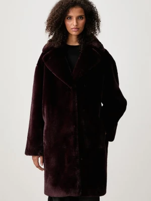 Stand Studio płaszcz ze sztucznego futra damski Camille Cocoon Coat bordowy